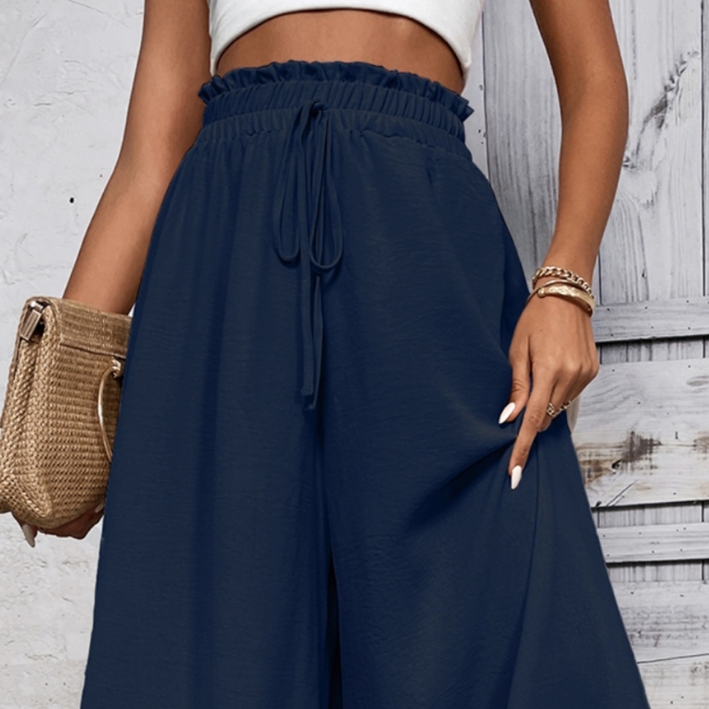 Women's Navy Wide-Leg High Waist Pants - Picture 3 of 11